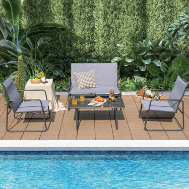 MULTIGOT 4pcs Patio Furniture Table Chair Set Conversation Table Garden Balcony